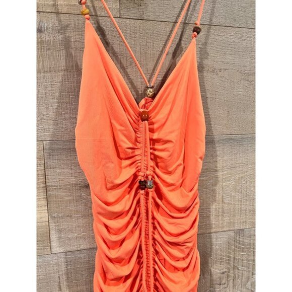 A.L.C. Allegra Ruched Bead-Embellished Midi-Dress Size M - Picture 3 of 13